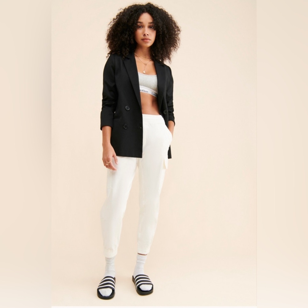 Varley Black Blazer with White Joggers